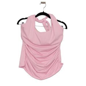 Miraclesuit Ruched Halter Neck Light Pink Tankini Swimsuit Top Size 14